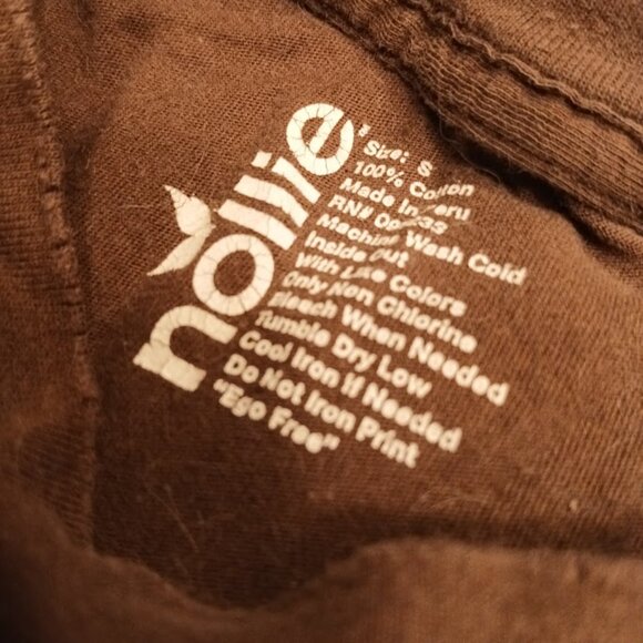 NOLLIE Skater T-shirt Jr. Small Brown short sleeve Blue Embroidered SLIM FIT Sur - Picture 7 of 7